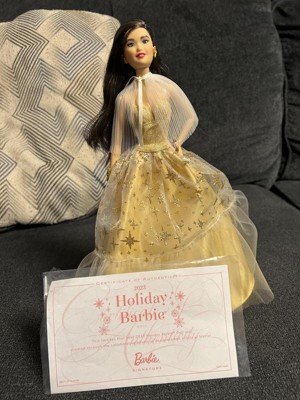 Barbie 13 Signature 2023 Holiday Collector Doll with Golden Gown and Black  Hair
