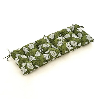 ARTPLAN Patio Bench Tufted Cushion with Tie,Outdoor Loveseat Cushion for Gliders,48x18 Inches,Floral