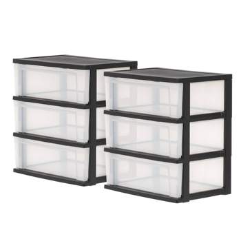 IRIS 3-Pack Clear Stackable Plastic Storage Drawer 9.25-in H x