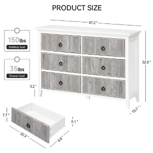 Dresser For Bedroom - 6-Drawer Fluted Dresser Cabinet Modern Storage Chest Wide Wood Organizer Dresser For Bedroom Living Room - 1 of 4