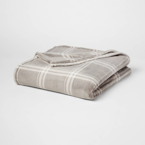 Twin Twin XL Holiday Print Microplush Bed Blanket Gray Plaid Threshold