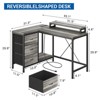 L Shaped Gaming Desk with 3 Drawers, Reversible Home Office Desks with Power Outlets, Computer Desk with USB Port and Host Stand, Corner Desk - 3 of 4