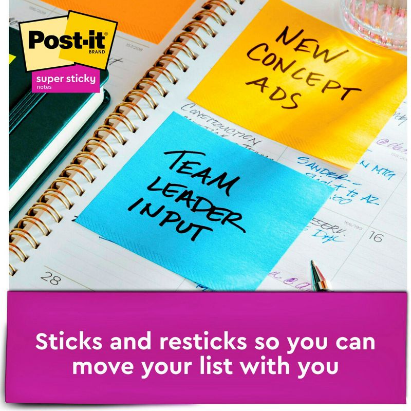 Post-it Full Adhesive Super Sticky Notes, 3 x 3 Inches, Energy Boost Colors, Pad of 25 Sheets, Pack of 12, 3 of 6