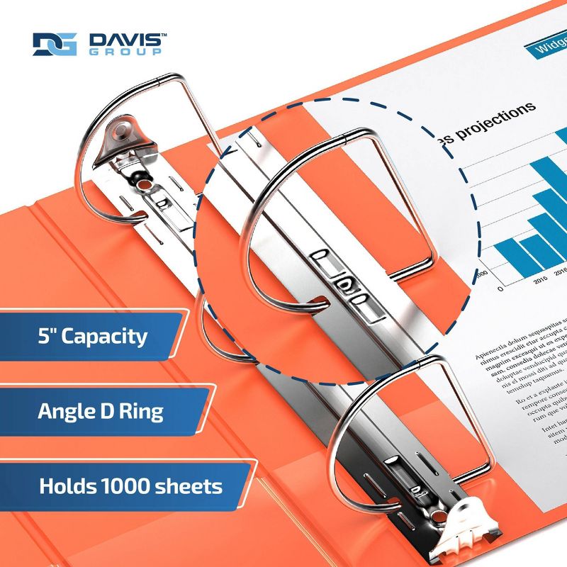 Davis Group 4pk 5&#34; Premium Economy Angled D-Ring Binder Orange, 3 of 9