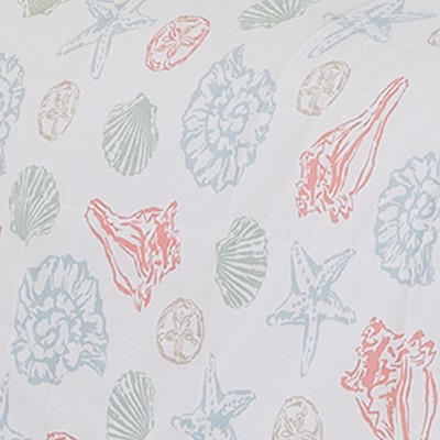Beachcomber King Sham with Coral and Seashell Print