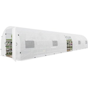 AMERLIFE 44x10x7.5 FT Tunnel Greenhouse, PE Cover, Film Clips, Galvanized Frame, Swing Door - 1 of 4