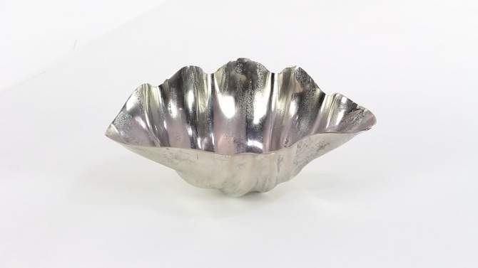 7&#34; x 17&#34; Round Decorative Metal Oyster Shell Bowl Silver - Olivia &#38; May, 2 of 10, play video