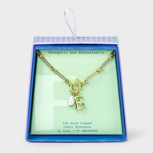14K Gold Dipped Pearl Charm on Chain Initial Necklace - A New Day Gold - 1 of 4
