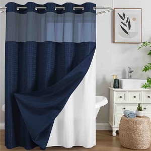 BAGOKIE 72"x75" Waffle Weave Hookless Shower Curtain, Pack of 1 - 1 of 4