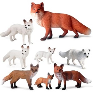 18-Piece Mini Forest Animals Figures Set, Woodland Baby Animal Figurines for Kids, Educational Cake Decor & Party Gift 8pcs Fox Toy Figures - 1 of 4