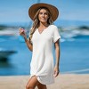Women's Ivory/Khaki/Green/Blue Notched Neck Short Sleeve Cover-Up Dress - Cupshe - 2 of 4