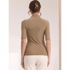 Allegra K Women's Mock Neck Stretch Short Sleeve Sheer Mesh Ruched Blouses - 4 of 4