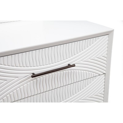 Transitional White Mahogany 2-Drawer Nightstand, 22" W x 26" H