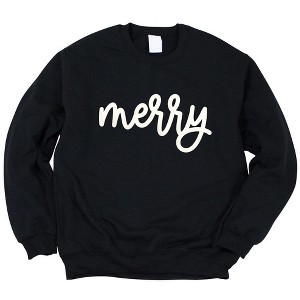 Simply Sage Market Women's Graphic Sweatshirt Merry Bold Cursive Puff Print - 1 of 4