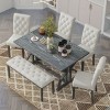 6-Piece Farmhouse Rectangular Dining Set with Bench and 4 Upholstered Chairs, Kitchen Table Set for Family Meals – The Pop Home - 3 of 4