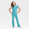 Girls' Short Ruffle Striped Ribbed T-Shirt - Cat & Jack™ - 3 of 3