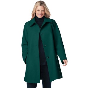 Woman Within Wool-Blend Classic A-Line Coat - 1 of 4