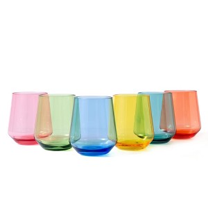 Itopfox Unbreakable Acrylic Stemless Wine Glasses Set of 6, Dishwasher Safe BPA Free Plastic Tumblers for Indoor and Outdoor Use - 1 of 4
