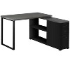 Monarch Specialties Computer Desk Home Office Corner Left Right Set-Up Storage Drawers L Shape  Metal Laminate Black Grey Contemporary Modern - 2 of 4