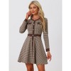 INSPIRE CHIC Women's Houndstooth Plaid Contrast Color Crew Neck Button Front Elegant A-Line Dress - 3 of 4