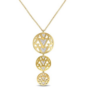 EVERLY JEWELRY |18k Yellow Gold Micron Plated Sterling Silver V1969 ITALIA White Sapphire Openwork Drop Necklace - 30 inch - 1 of 4