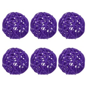 Unique Bargains Wicker Rattan Decorative DIY Crafts Balls 6 Pcs - 1 of 4