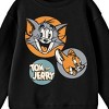 Tom & Jerry Vintage Character Circles Crew Neck Long Sleeve Boys' Black Sweatshirt - 2 of 2