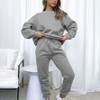 Mocamel Women's Solid Color Simple Tracksuit， Loose Fit Long Sleeve Top and Pants Set - 2 of 4