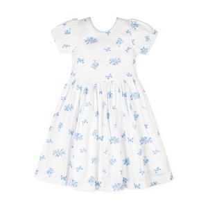 Hope & Henry Girls' Organic Puff Sleeve Sateen Party Dress, Delft Floral,  2T : Target