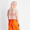 Women's Short Sleeve Tie-Front Crochet Shirt - Future Collective™ with Alani Noelle Tan - image 2 of 3