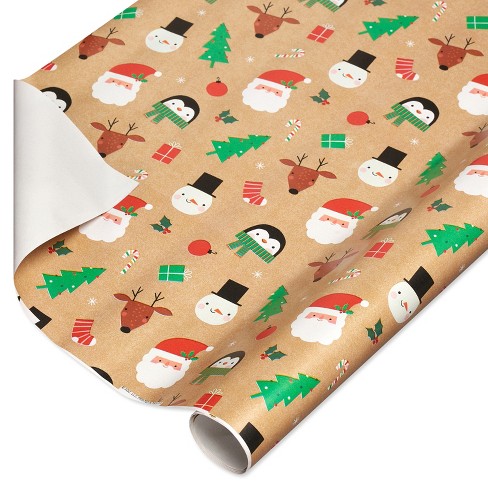 Hallmark Foil Christmas Wrapping Paper with Cut Lines on Classic Santa