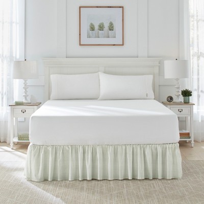 Twin Green Cotton Ruffled Bed Skirt Panel