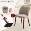 Set of 2 Linen Upholstered Dining Chairs – Wing Backrest,  Wood Legs & Thick Cushions for Kitchen, Dining, or Living Room - 4 of 4