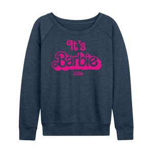 Women's - Barbie - It's Barbie Pink Lightweight French Terry Wide Neck Long Sleeve Shirt - 1 of 4