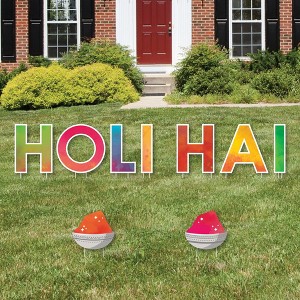 Big Dot of Happiness Holi Hai - Yard Sign Outdoor Lawn Decorations - Festival of Colors Party Yard Signs - Holi Hai - 1 of 4