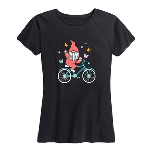 Women's - Instant Message - Gnome on Bike Short Sleeve Graphic T-Shirt - 1 of 4