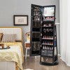 Tangkula 360° Swivel Jewelry Cabinet w/ Mirror Jewelry Storage Organizer Built-in Lights Black - 2 of 4