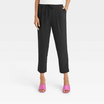 Women's High-Rise Woven Ankle Jogger Pants - A New Day™ Black XS