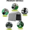 Portable Storage Shed, Heavy-Duty Waterproof & UV-Resistant Motorcycle Shed with Roll-Up Zipper Door and Vent, for Bike, Lawn Mower, Firewood, Grey - 4 of 4