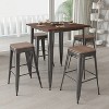 Merrick Lane 5 Piece Bar Table and Stools Set with 31.5" Square Black Metal Table with Wood Top and 4 Matching Bar Stools - 2 of 3