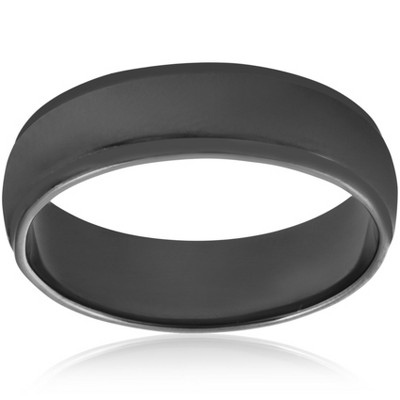 Pompeii3 14k Black Gold Mens 6mm High Polished Step Cut Wedding Band