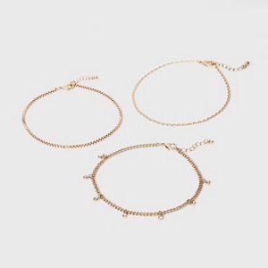 Gem Drop Anklet Set 3pc - A New Day™ Gold - 1 of 2