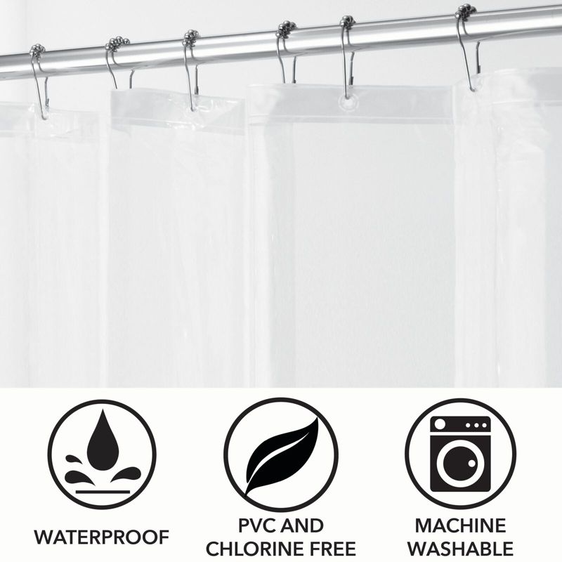 mDesign Long PEVA 72" x 72" Waterproof Shower Curtain Liner, 3 of 6