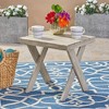 CAVINAS Teak Acacia Wood Outdoor Side Table with Classic Cross Base, Rustic Patio End Table, 18" Square Outdoor Sofa Table - 2 of 4