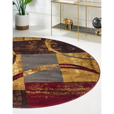 Multi-Color Round Geometric Synthetic Indoor Area Rug
