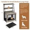 Costway 38” Heavy-Duty Dog Kennel on Wheels w/ Pull-out Tray Indoor Pet Furniture Wood Dog House Gray - 3 of 4