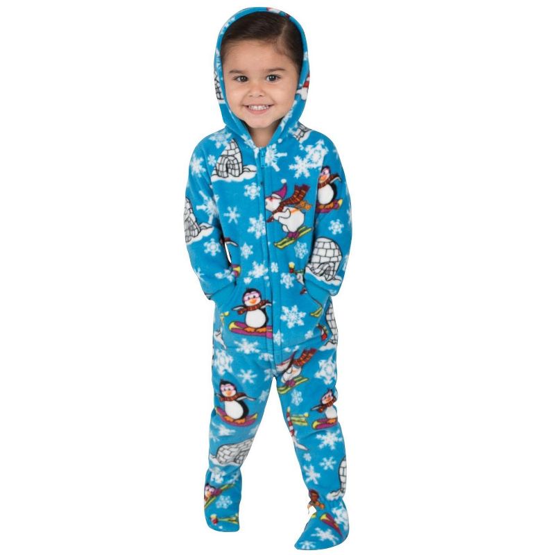 Footed Pajamas - Family Matching - Winter Wonderland Hoodie Fleece Onesie For Boys, Girls, Men and Women | Unisex, 1 of 5