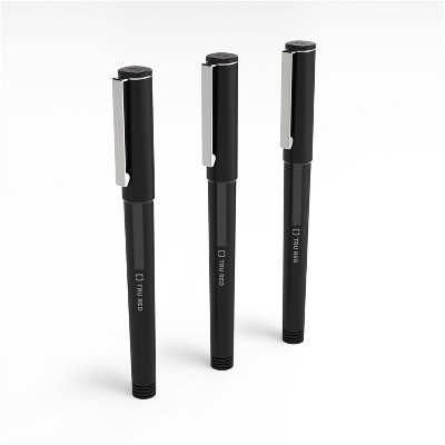 TRU RED Rollerball Pens Fine Point Black 3/Pack (TR57318)