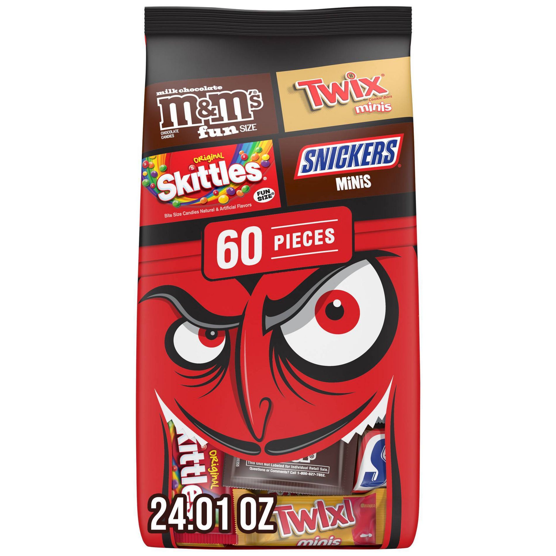 Assorted Halloween Chocolate and Chewy Candy Fun Size and Minis Variety Pack - 24.01oz/60ct