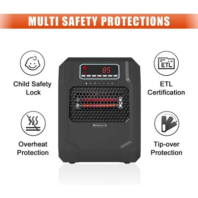 VOLTORB Black Portable Electric Space Heater with LED Display and Remote Control